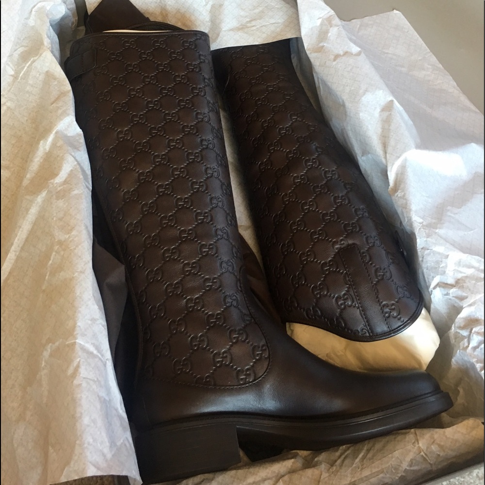 Authentic Gucci Maud Riding Boots Brown
